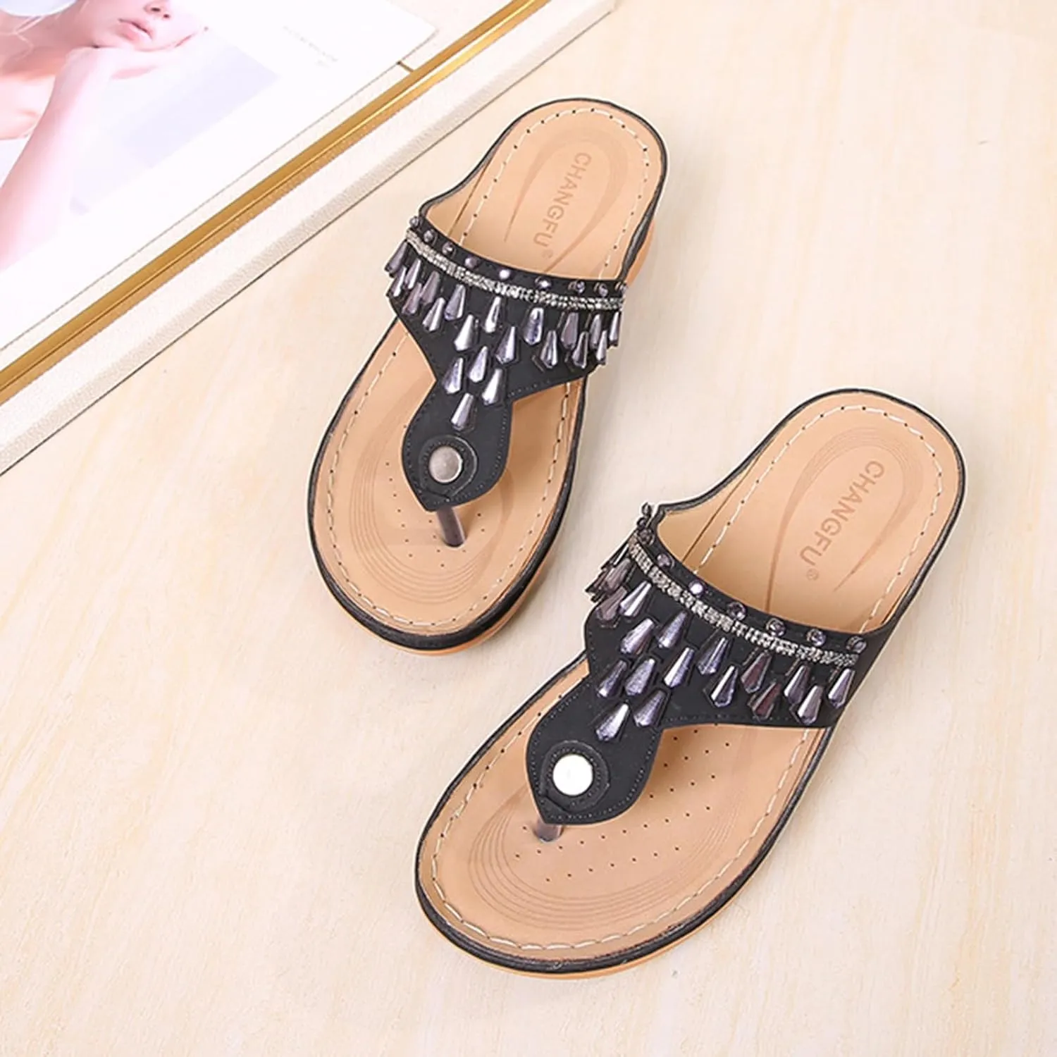 Slide Wedges Sandals for Women T Strap Sandals Low Wedges Open Toe Wide Width Orthopedic Slippers Slip On Casual Shoes Comfort Wear Shoes for Beach Vacation Outdoor Breathable Shoe Womens Sandals