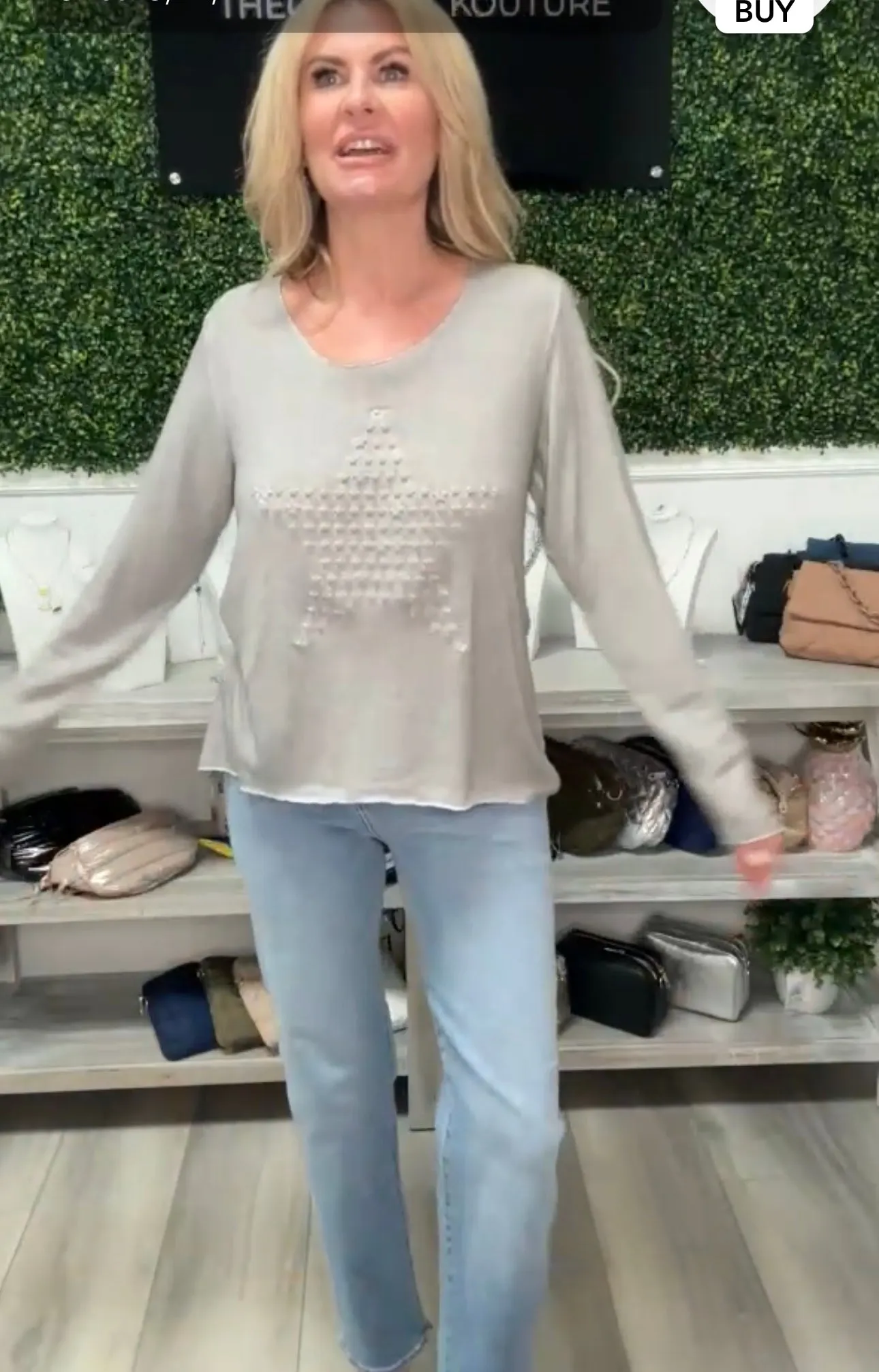 Star Embossed LS Top