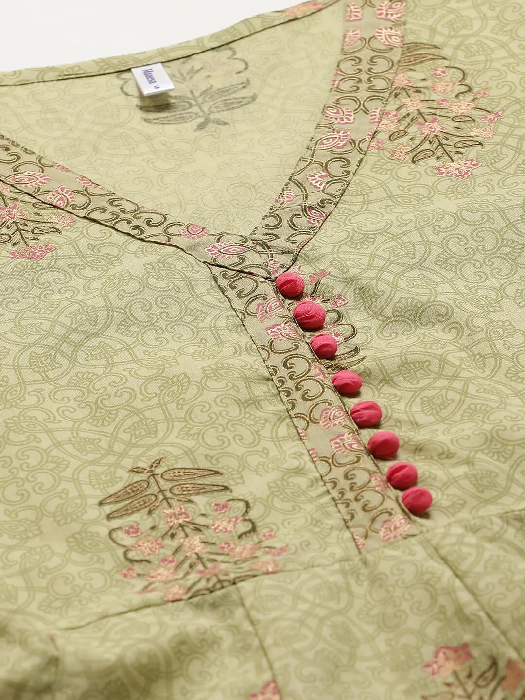 Stylish Olive Cotton A-line Dress