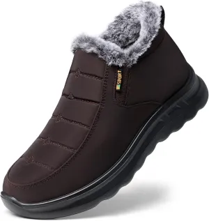 TEMOFON Snow Boots for Women Winter: Waterproof Insulated Booties Size 8 for Woman Warm Fur Lined Non Slip Brown Walking Work Boot