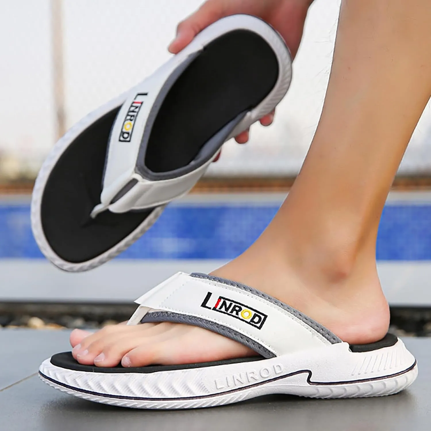 Thong Sandals Slippers for Beach Lightweight Mens Flip Flops Indoor Outdoor Cushion Mat Slip on for Summer