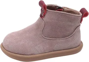 Toddler Boys Girls Cowboy Ankle Boots Side Zipper Non Slip Solid Comfortable Rubber Flat Booties Riding Shoes