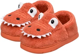Toddler Cartoon Dinosaur Slippers Boys Girls Kids House Slide Non-Slip Warm Winter Soft Fuzzy Indoor House Shoes