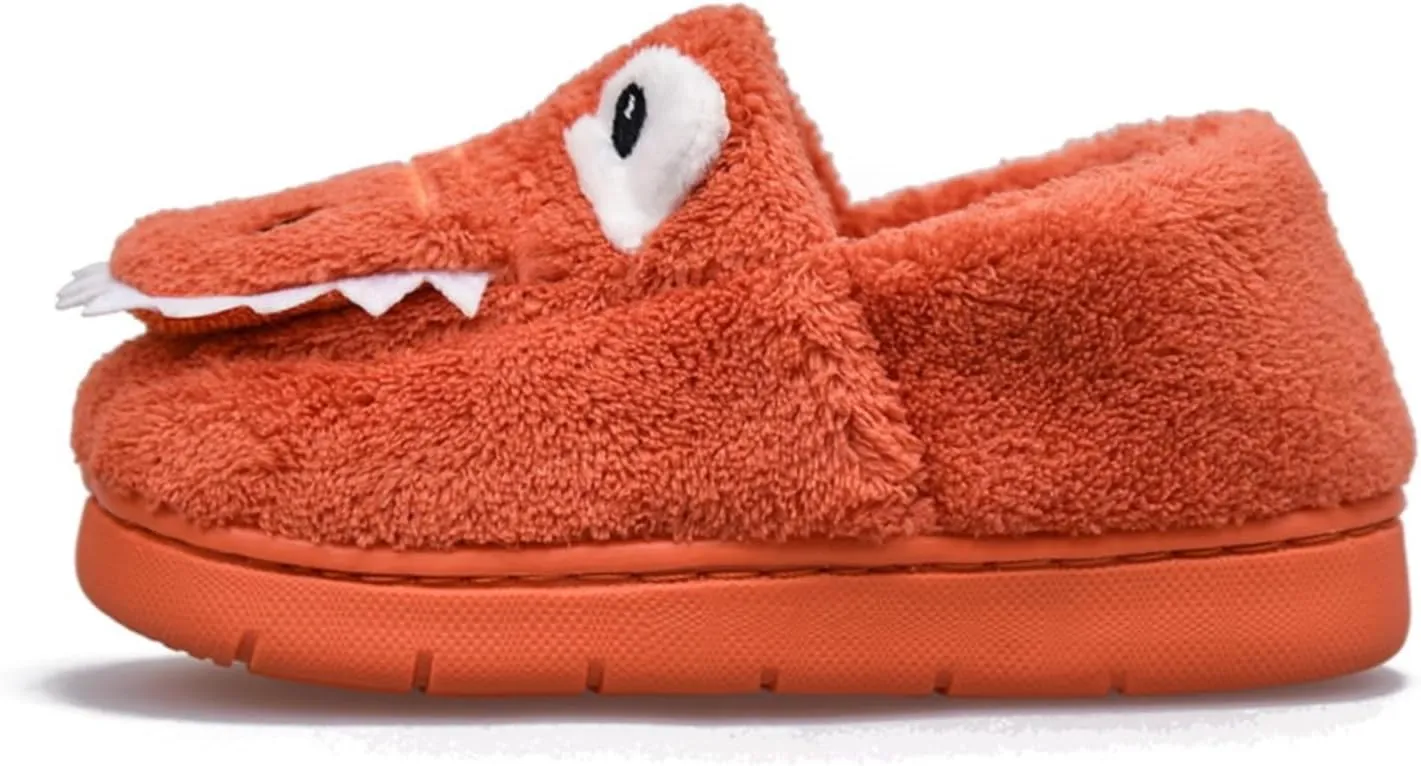 Toddler Cartoon Dinosaur Slippers Boys Girls Kids House Slide Non-Slip Warm Winter Soft Fuzzy Indoor House Shoes