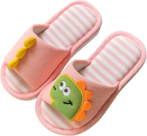 Toddler Cute ??artoon Dinosaur Pattern House Slippers Open Toe Cotton Cozy Slip On Indoor Toddler Girl Slipper Size 6