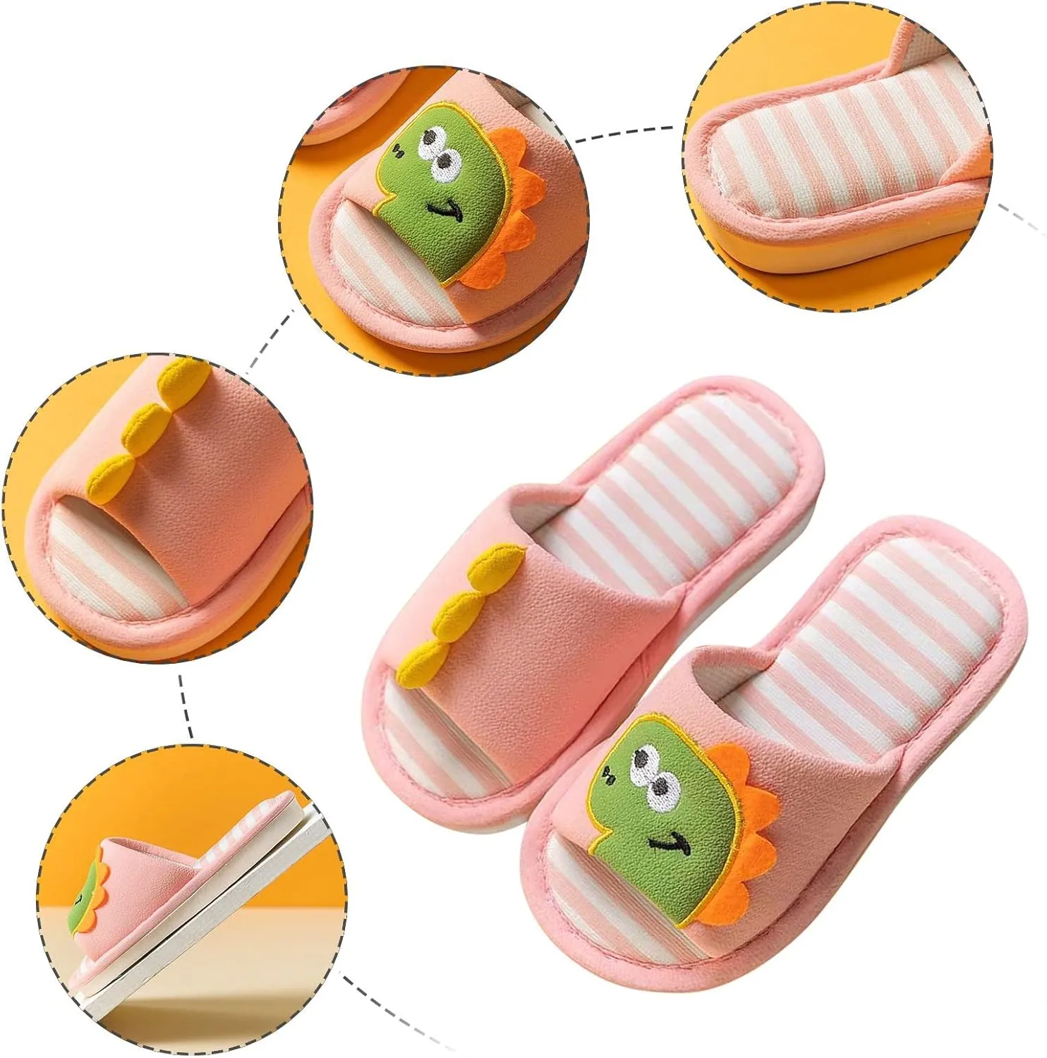 Toddler Cute ??artoon Dinosaur Pattern House Slippers Open Toe Cotton Cozy Slip On Indoor Toddler Girl Slipper Size 6