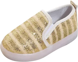 Toddler Girls Boys Canvas Shoes Slip On Light Up Shoes Casual Lazy Loafers for Infant Toddler Noisy Shoes for Kids