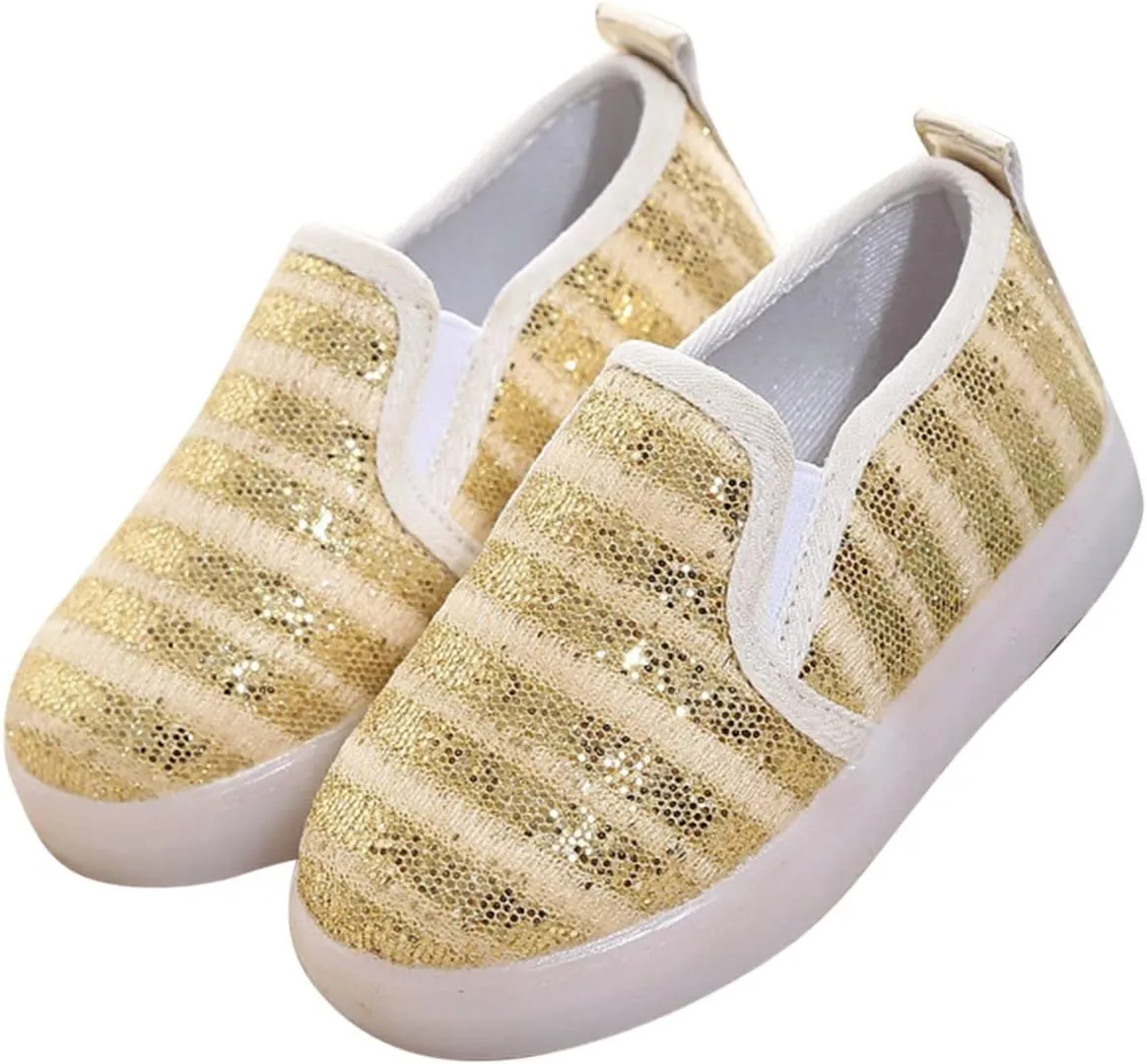 Toddler Girls Boys Canvas Shoes Slip On Light Up Shoes Casual Lazy Loafers for Infant Toddler Noisy Shoes for Kids