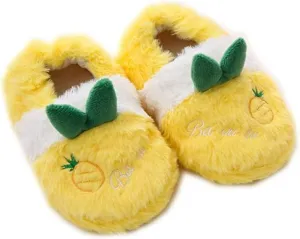Toddler Girls Cute Peach Warm Plush Cotton Slippers Wrapped Root Cotton Fuzzy Home Shoes for Ballet Slipper Little Girl
