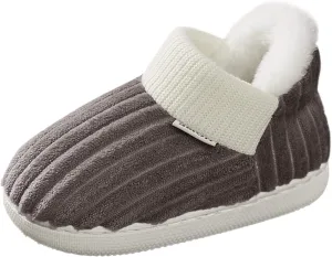 Toddler Slippers Boys Girls House Rubber Sole Slip on Baby Sock Cotton Linen Outdoor Bedroom Walking Ankle Shoes