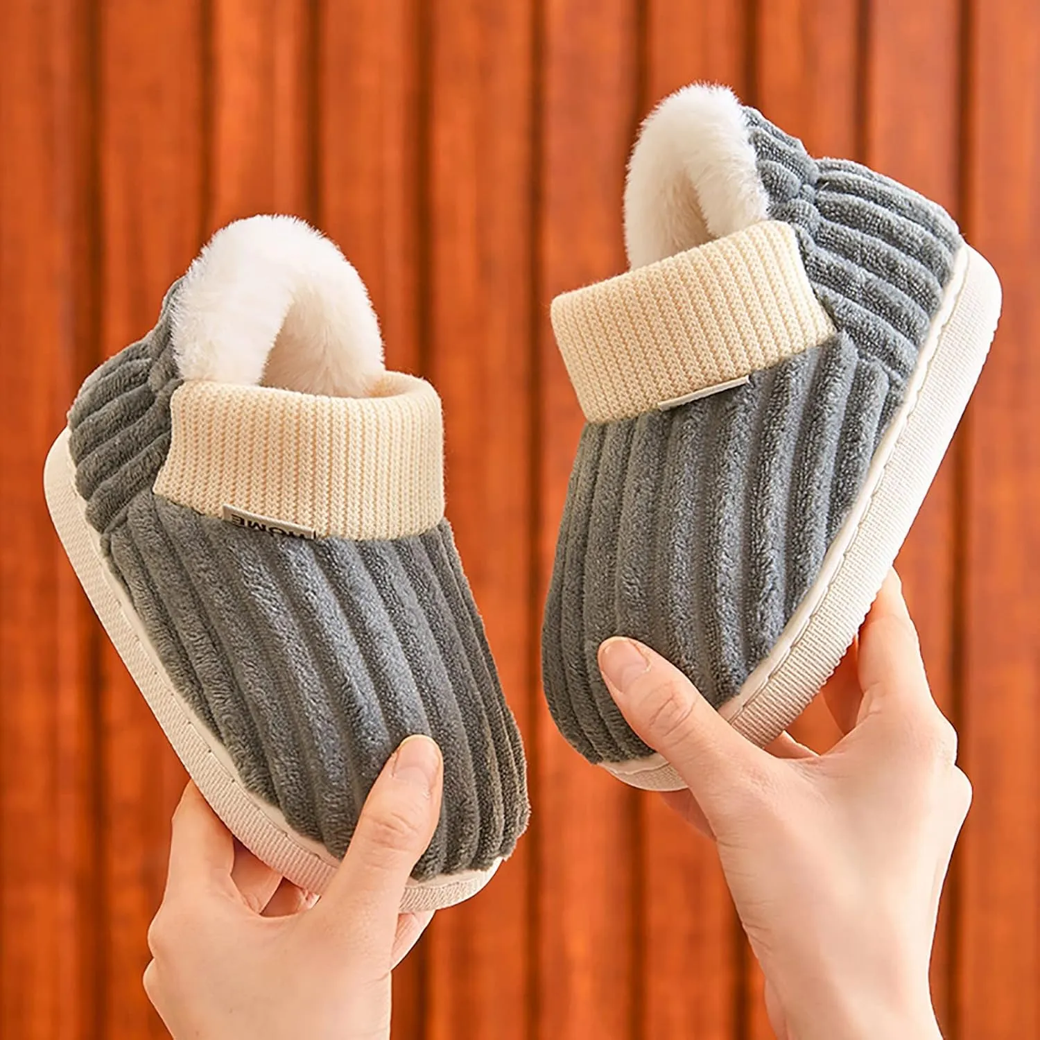 Toddler Slippers Boys Girls House Rubber Sole Slip on Baby Sock Cotton Linen Outdoor Bedroom Walking Ankle Shoes