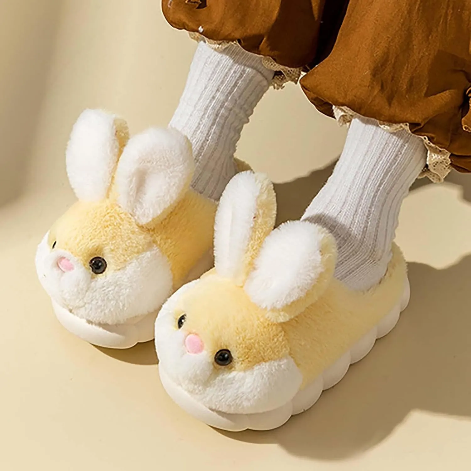 Toddler Slippers Girl Boy House Slipper Kids Rabbit Winter Warm Bunny Slippers Soft Cloud Sole Plush Indoor Shoes