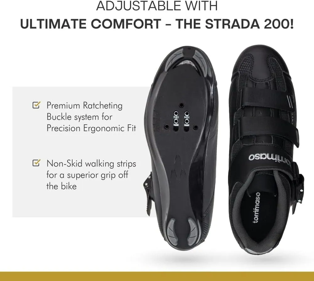 Tommaso Strada Mens SPD & Peloton Shoes2 in 1 Cycling ShoesInstall Your Own Delta or SPD Cleats for Road Bikes, Indoor Cycles or Most Mens BicyclesExplore Bike Accessories