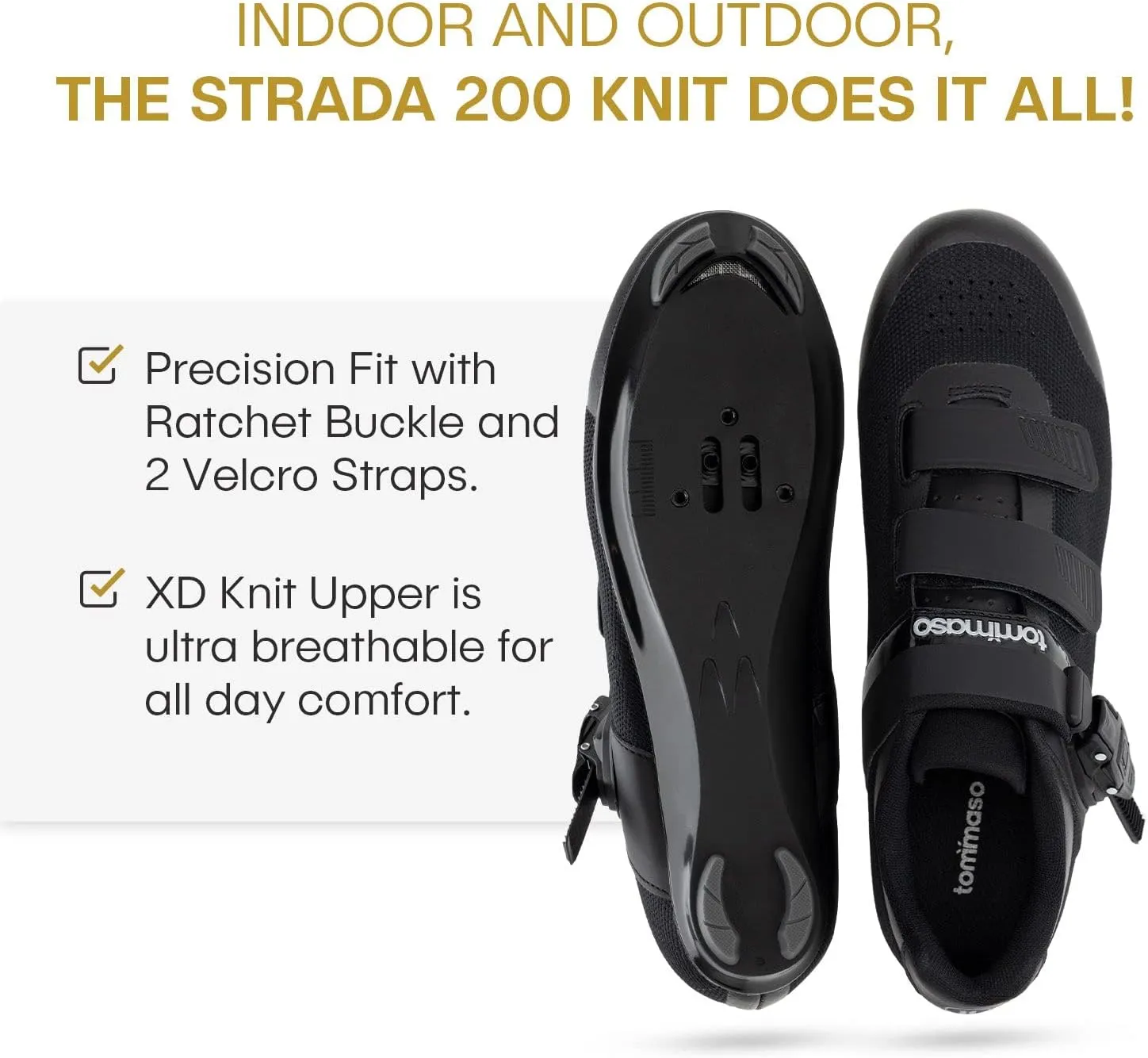 Tommaso Strada Mens SPD & Peloton Shoes2 in 1 Cycling ShoesInstall Your Own Delta or SPD Cleats for Road Bikes, Indoor Cycles or Most Mens BicyclesExplore Bike Accessories