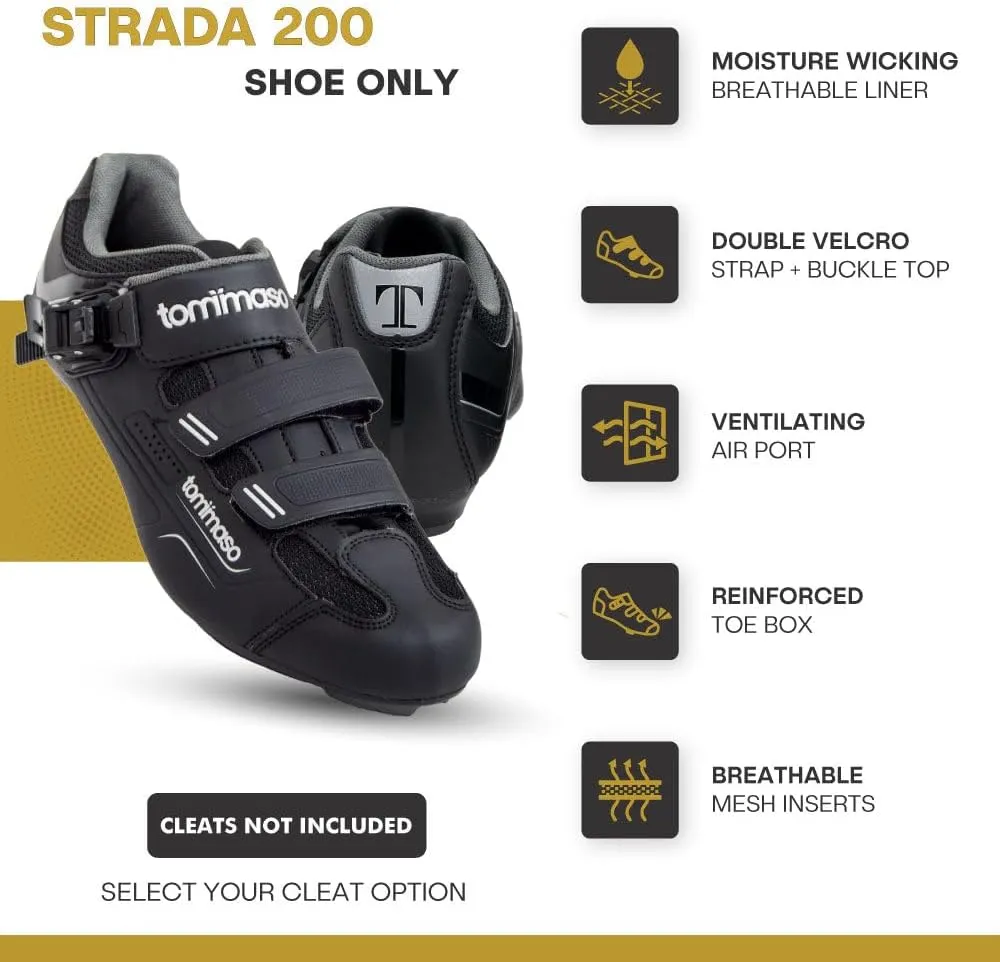 Tommaso Strada Mens SPD & Peloton Shoes2 in 1 Cycling ShoesInstall Your Own Delta or SPD Cleats for Road Bikes, Indoor Cycles or Most Mens BicyclesExplore Bike Accessories