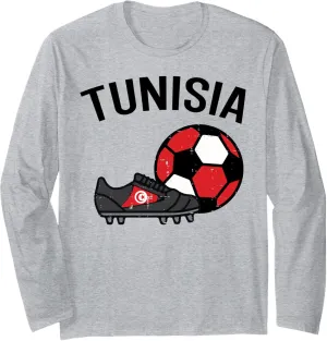 Tunisia Flag Soccer Ball Shoes Football Fan Men Women Kids Long Sleeve T-Shirt