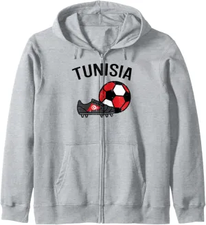 Tunisia Flag Soccer Ball Shoes Football Fan Men Women Kids Zip Hoodie