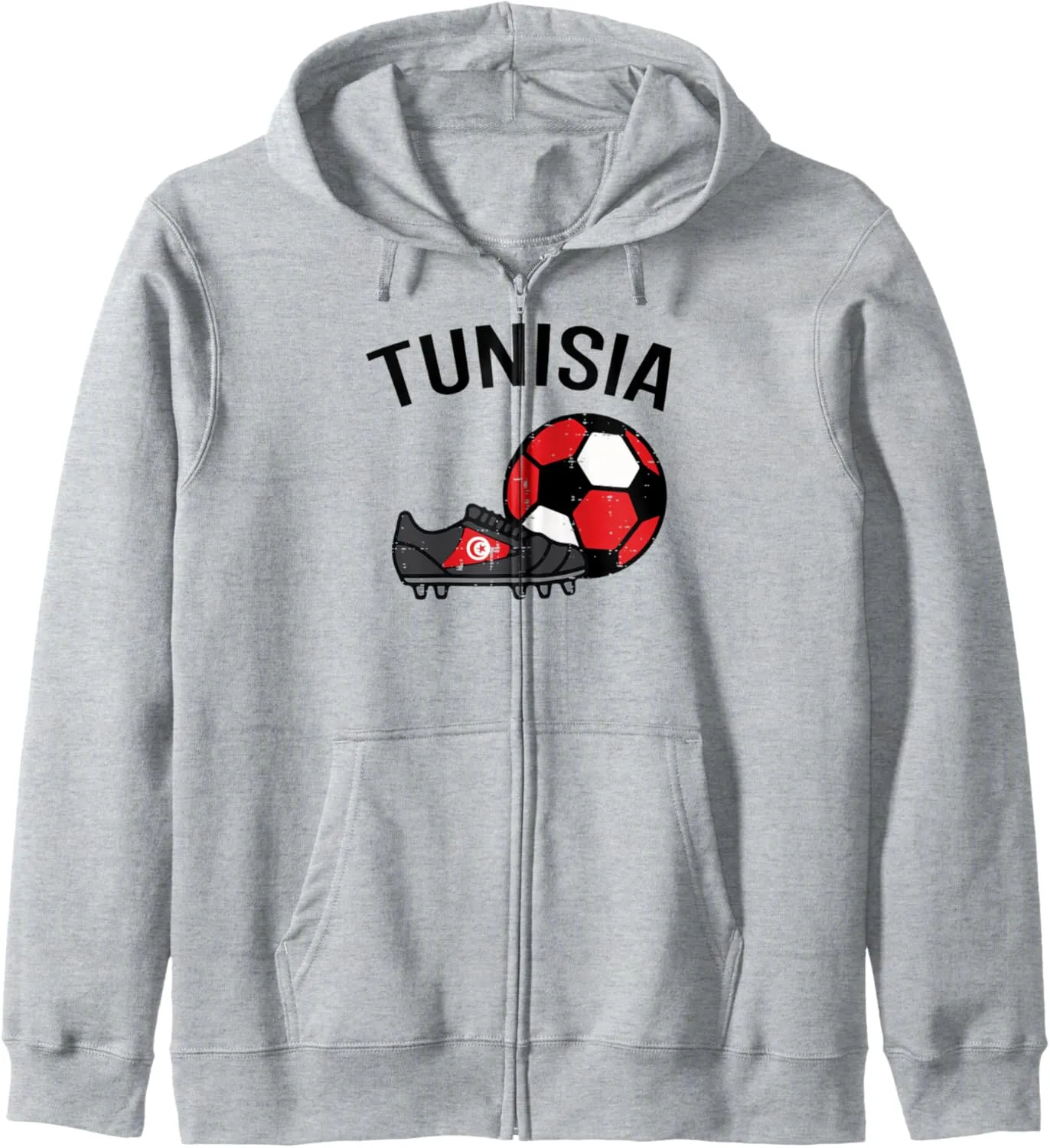 Tunisia Flag Soccer Ball Shoes Football Fan Men Women Kids Zip Hoodie