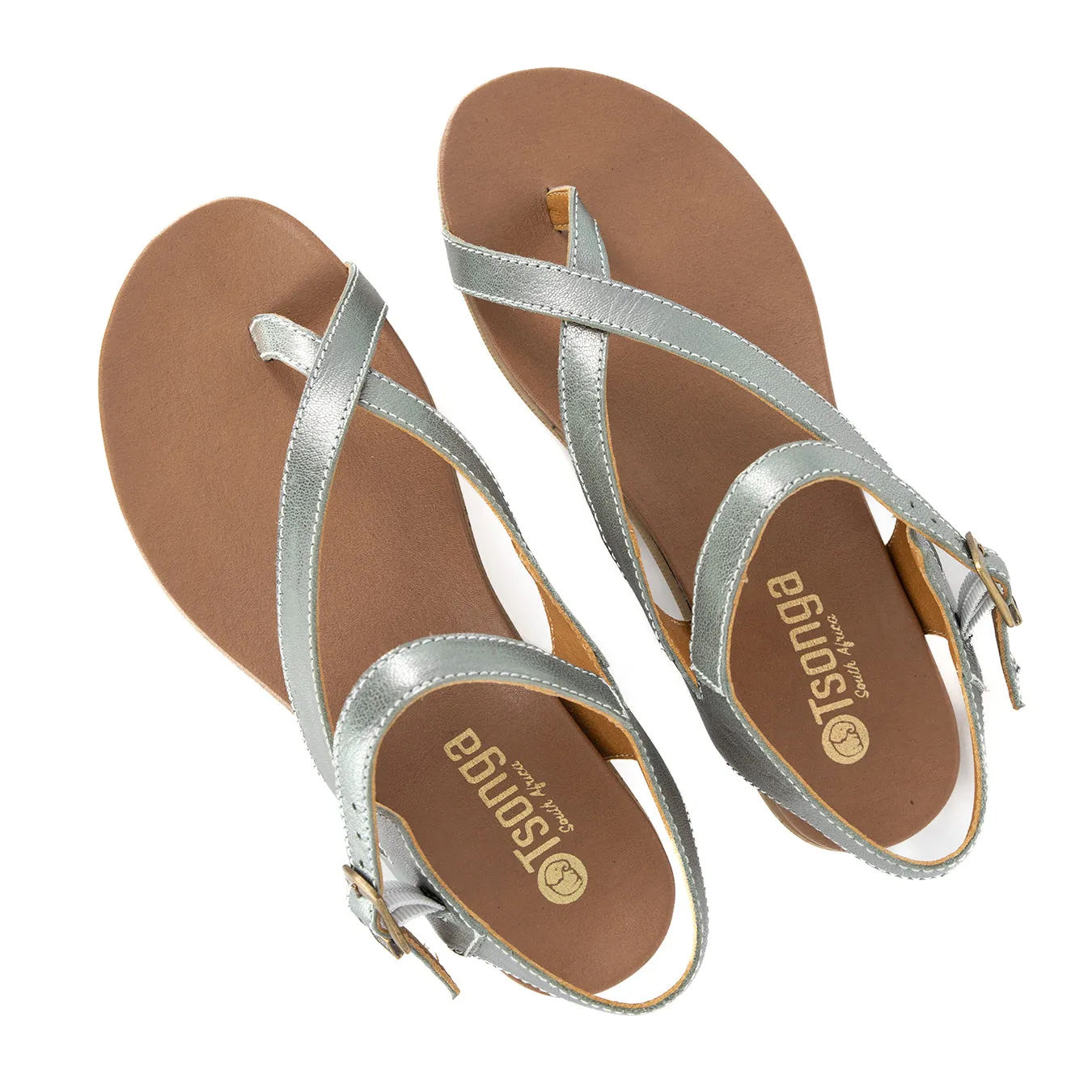 Umnyango : Ladies Leather Sandal in Tallio Grid