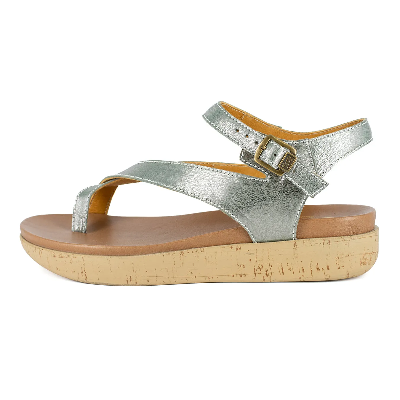 Umnyango : Ladies Leather Sandal in Tallio Grid