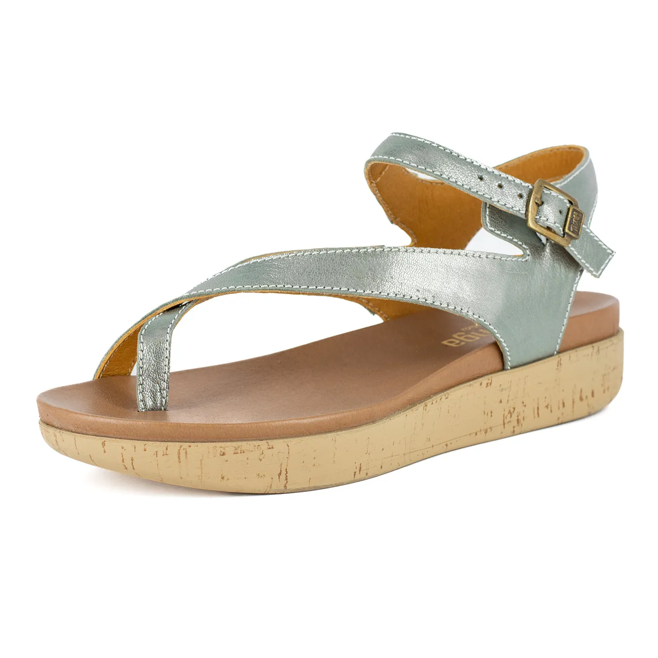 Umnyango : Ladies Leather Sandal in Tallio Grid