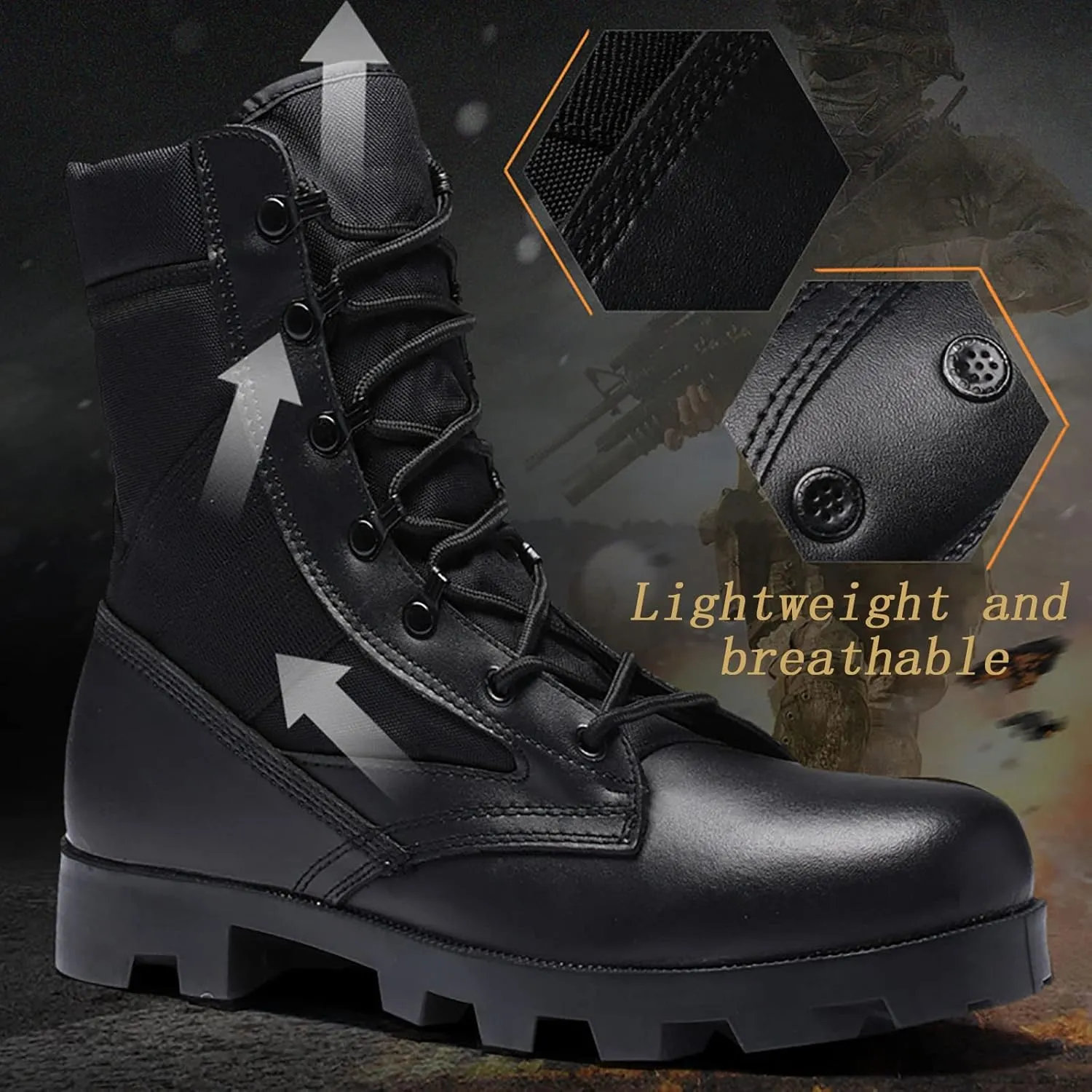 Waterproof Hiking Work Boots, Four Seasons Comfort Durable Men's High Top Outdoor Non-slip Desert Boots, for Lace-up Sports Durable Breathable Hiking Shoes