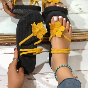 Wholesale Everyday Beach Comfortable Flower Wedge Flip Flops