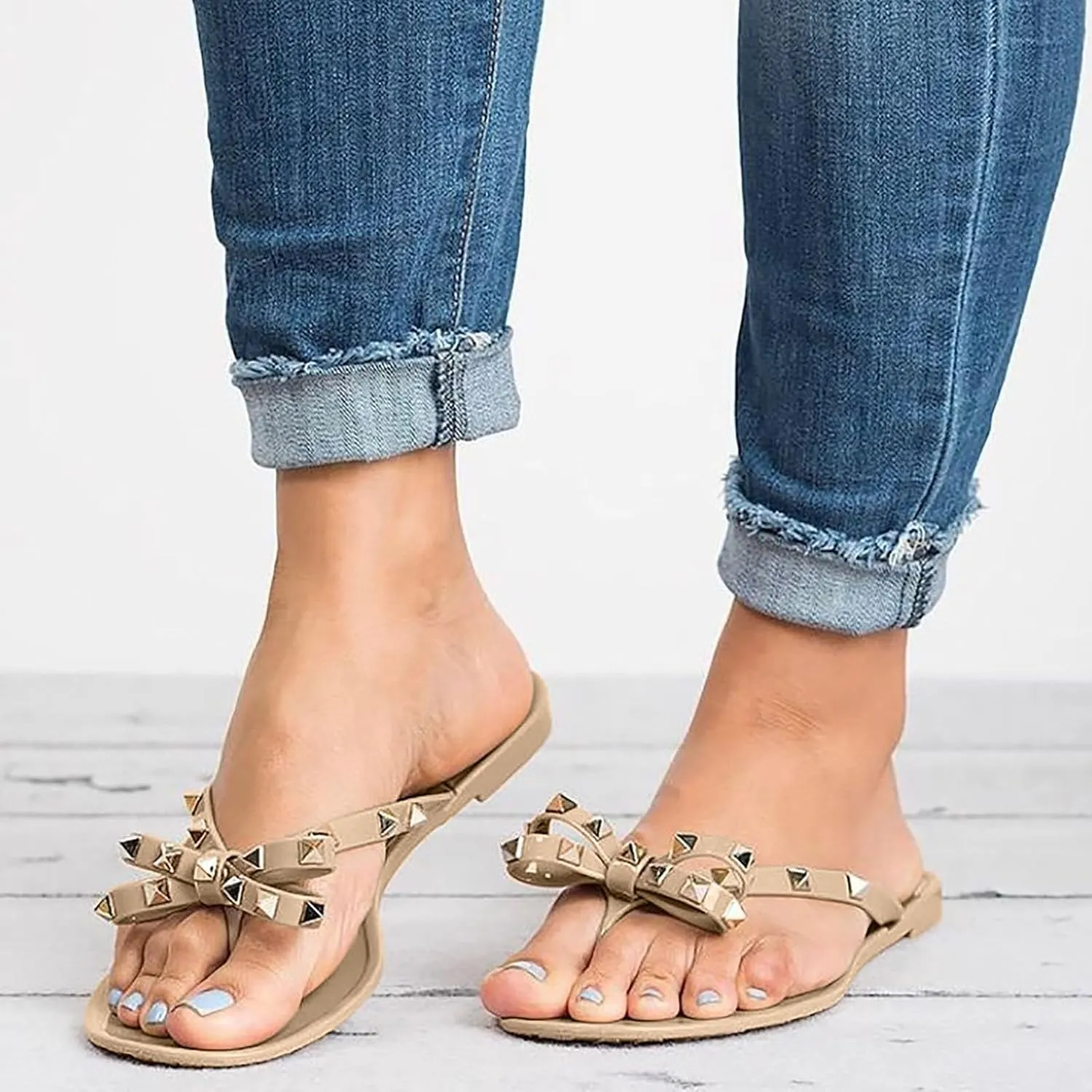 Women Flip Flops Thong Sandals with Bow Summer Bowtie Flat Beach Rain Shoes Flip Flops Slipper