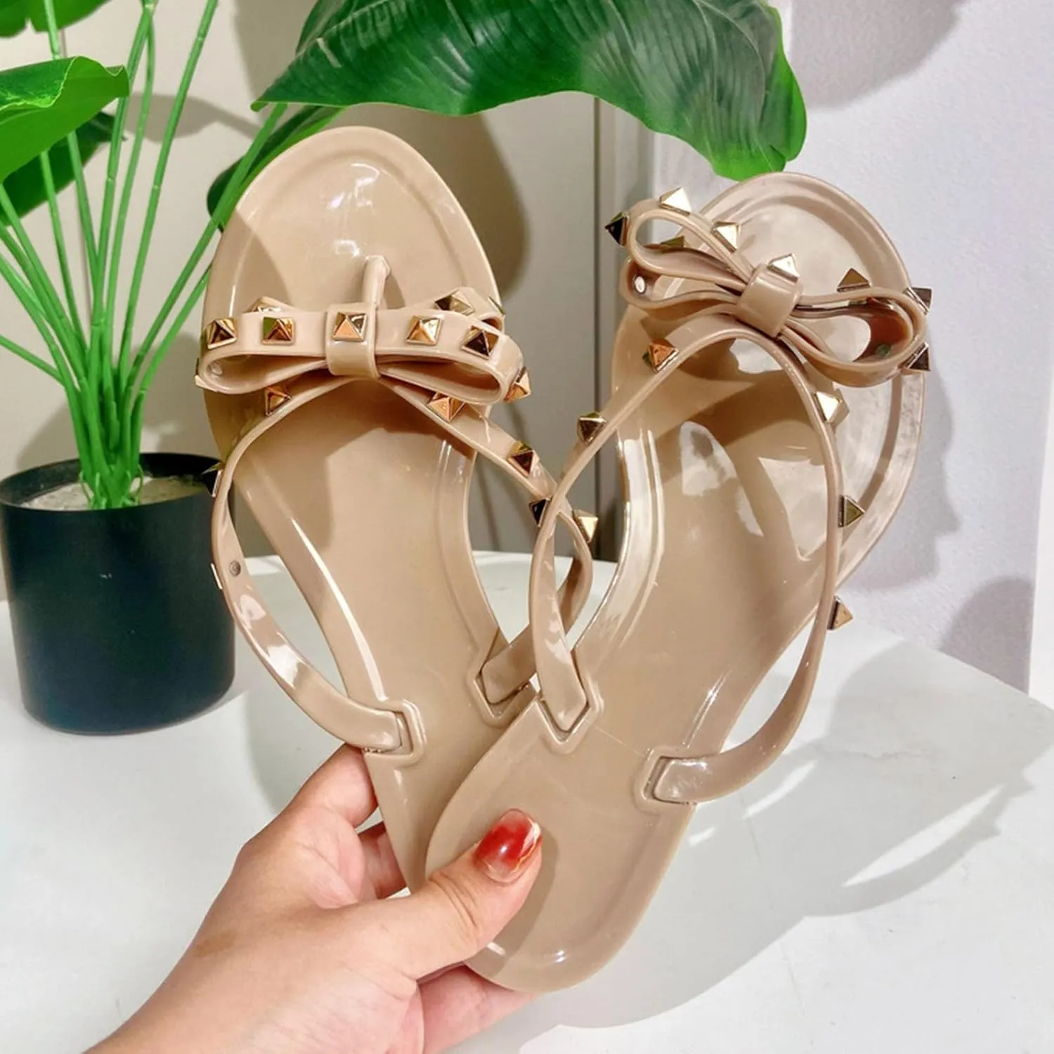 Women Flip Flops Thong Sandals with Bow Summer Bowtie Flat Beach Rain Shoes Flip Flops Slipper