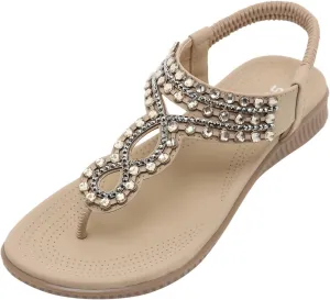 Women Sandals Fashion New Pattern Flat Bottom Comfortable Elastic Bland Beach Womens Shoes And Sandals