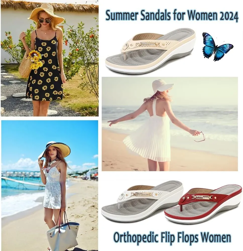 Women's Arch Support Soft Cushion Flip Flops Thong Sandals Slippers, Summer Orthopedic Sandals for Women 2024
