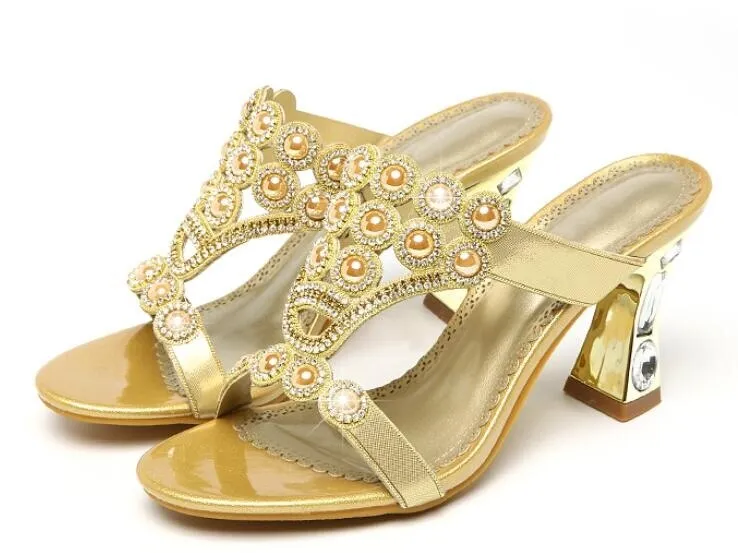 Women's Comfortable Rhinestone Party Slides Slippers
