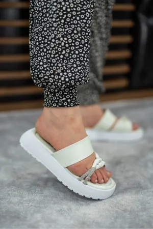 Women's High Sole Stoned Comfortable Daily Slippers
