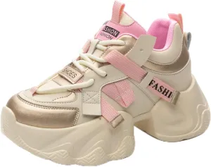 Women's Lace-Up Chunky Sneakers Casual Breathable Platform Dad Shoes