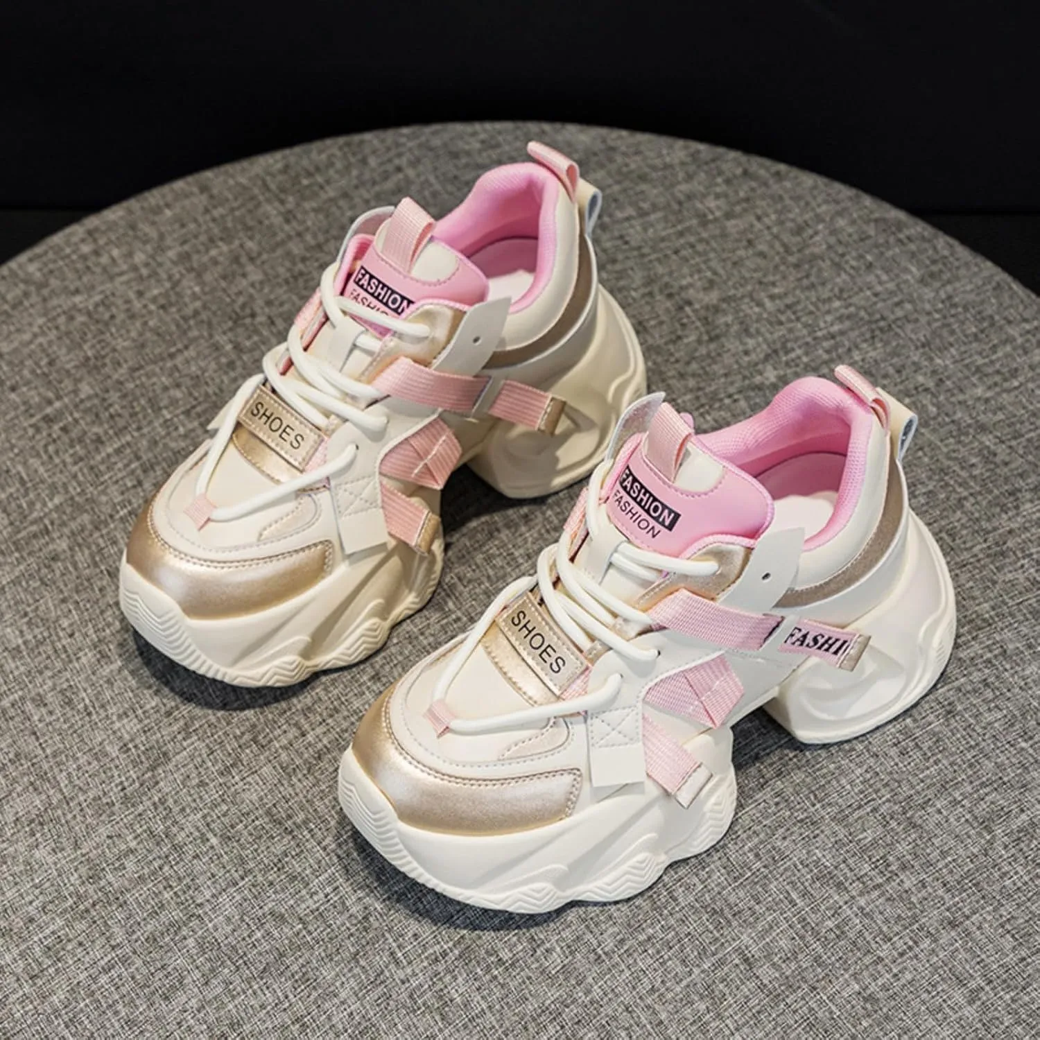 Women's Lace-Up Chunky Sneakers Casual Breathable Platform Dad Shoes