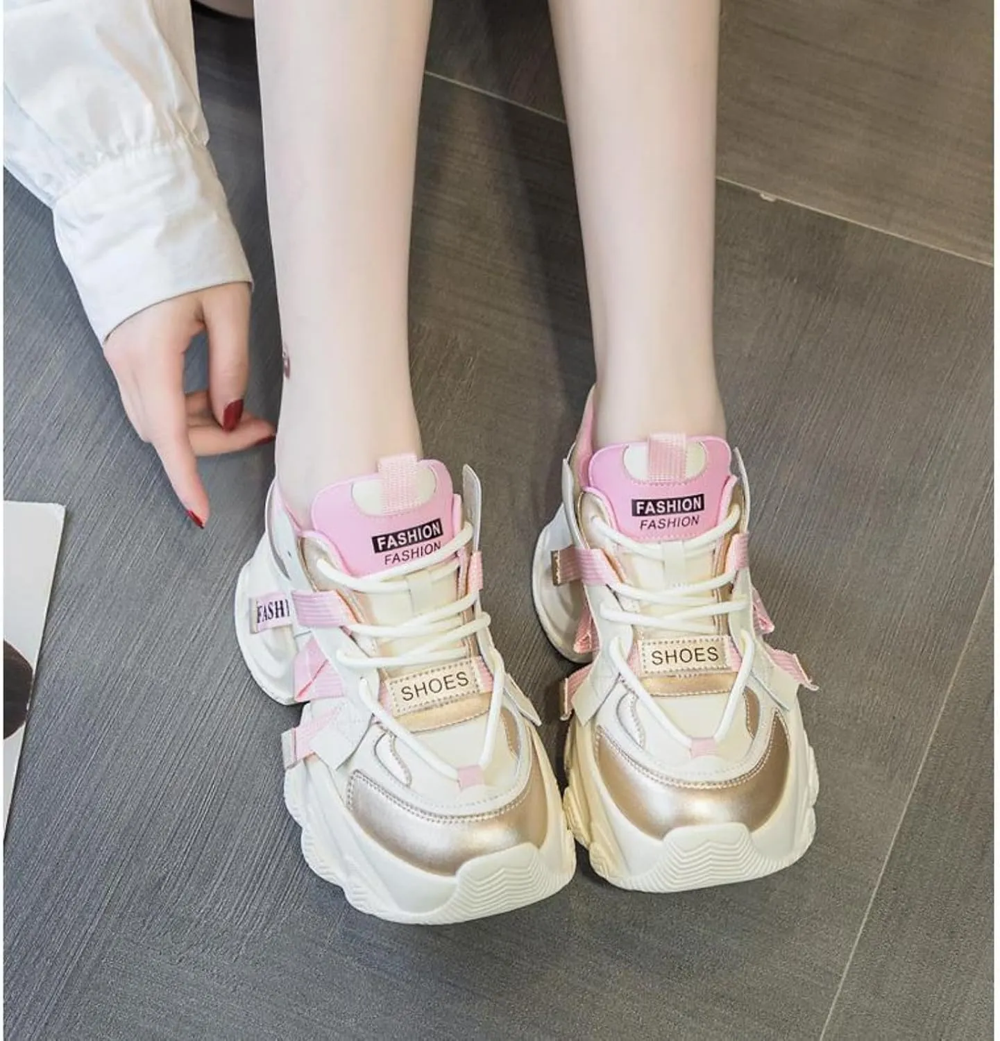 Women's Lace-Up Chunky Sneakers Casual Breathable Platform Dad Shoes