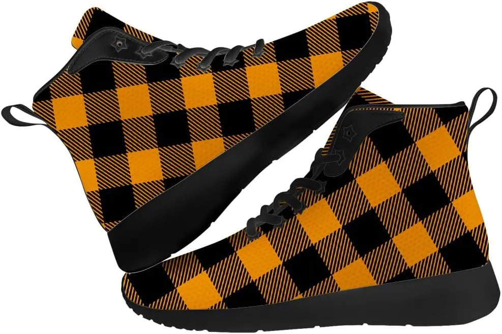 Women's Men's Plaid Shoes High Top Sneakers Running Waking Shoes Gifts for Mom Dad