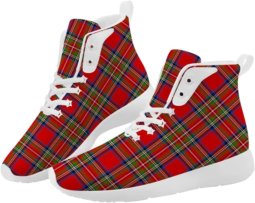 Women's Men's Plaid Shoes High Top Sneakers Running Waking Shoes Gifts for Mom Dad