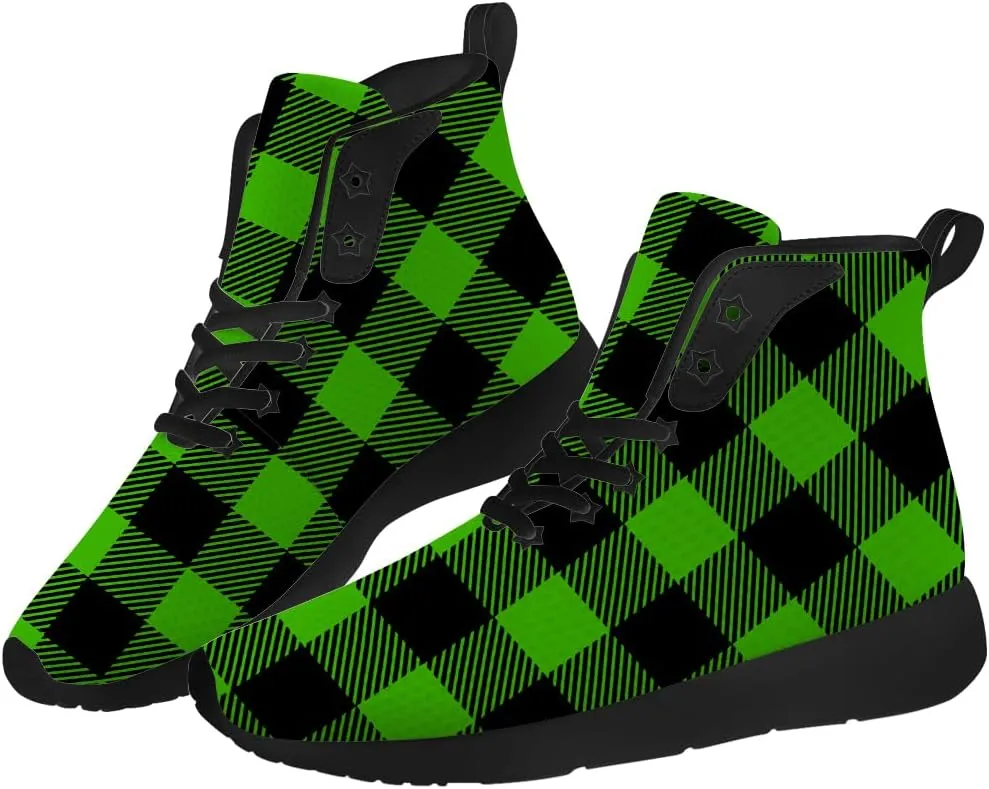 Women's Men's Plaid Shoes High Top Sneakers Running Waking Shoes Gifts for Mom Dad