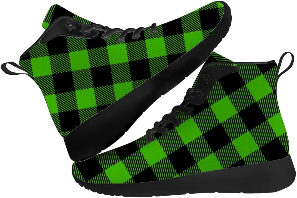 Women's Men's Plaid Shoes High Top Sneakers Running Waking Shoes Gifts for Mom Dad