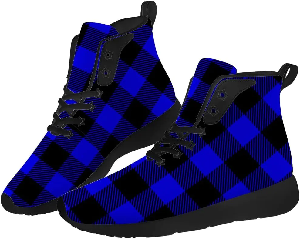 Women's Men's Plaid Shoes High Top Sneakers Running Waking Shoes Gifts for Mom Dad