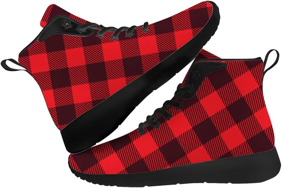 Women's Men's Plaid Shoes High Top Sneakers Running Waking Shoes Gifts for Mom Dad