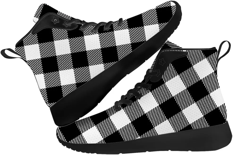 Women's Men's Plaid Shoes High Top Sneakers Running Waking Shoes Gifts for Mom Dad