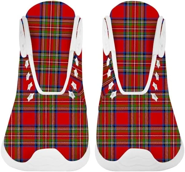 Women's Men's Plaid Shoes High Top Sneakers Running Waking Shoes Gifts for Mom Dad