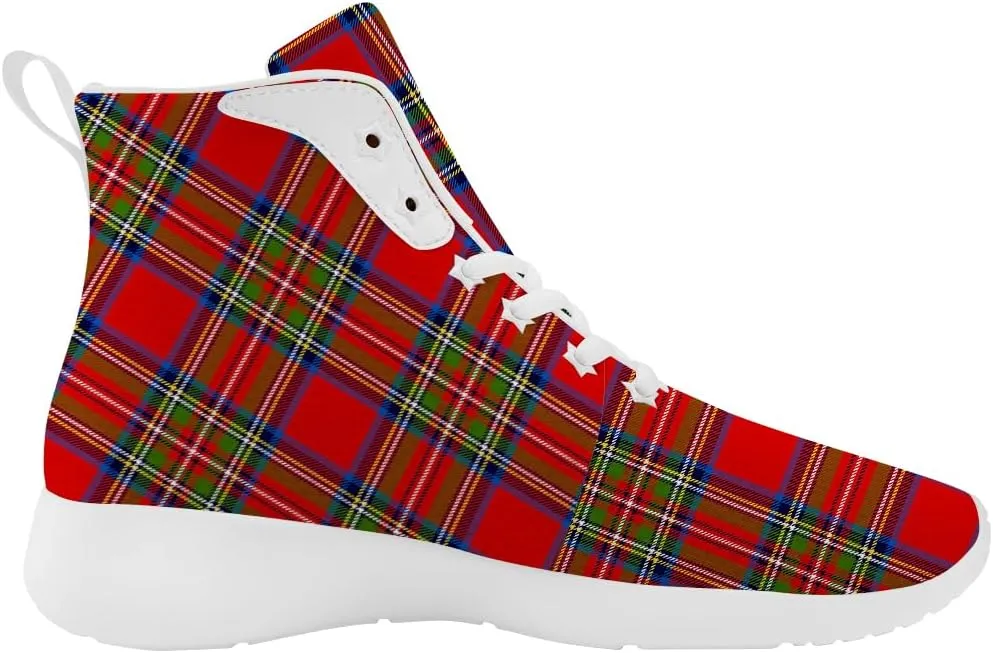 Women's Men's Plaid Shoes High Top Sneakers Running Waking Shoes Gifts for Mom Dad