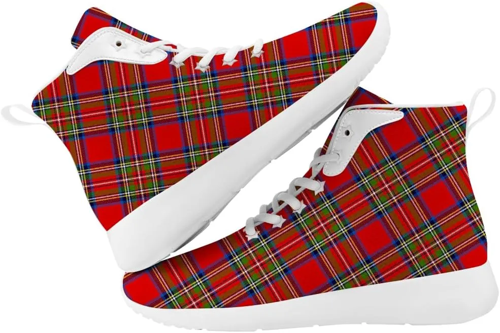 Women's Men's Plaid Shoes High Top Sneakers Running Waking Shoes Gifts for Mom Dad