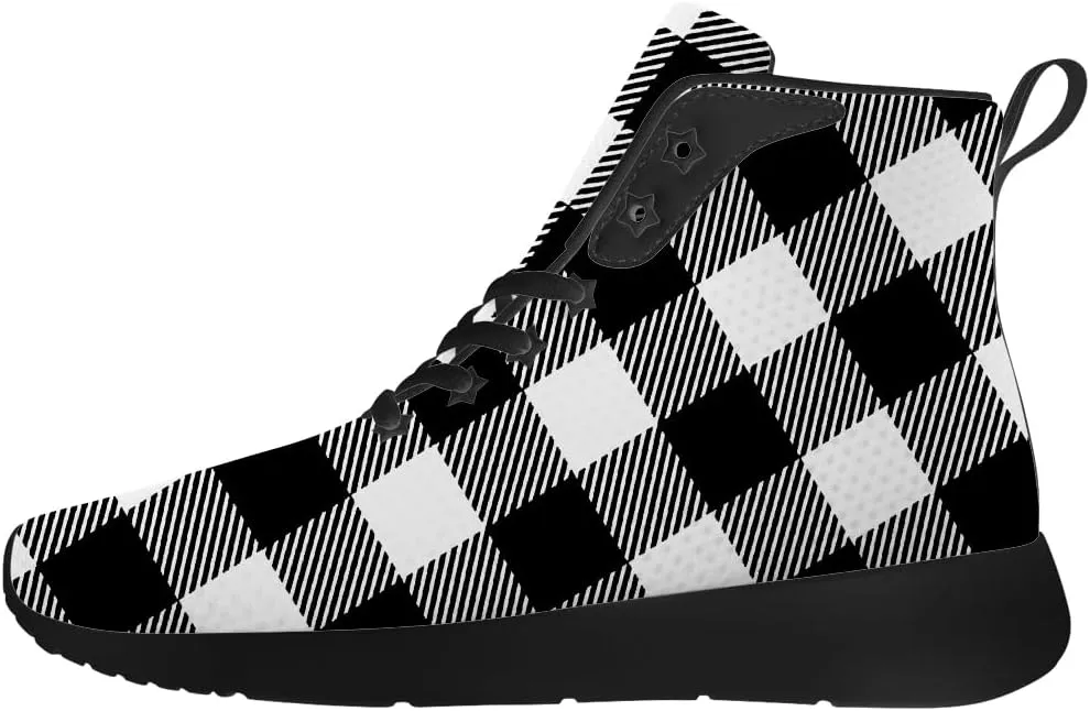 Women's Men's Plaid Shoes High Top Sneakers Running Waking Shoes Gifts for Mom Dad