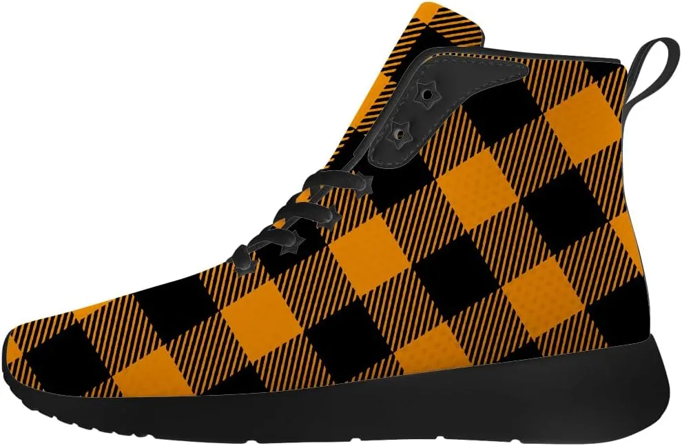 Women's Men's Plaid Shoes High Top Sneakers Running Waking Shoes Gifts for Mom Dad