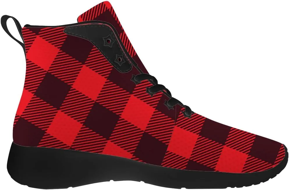 Women's Men's Plaid Shoes High Top Sneakers Running Waking Shoes Gifts for Mom Dad
