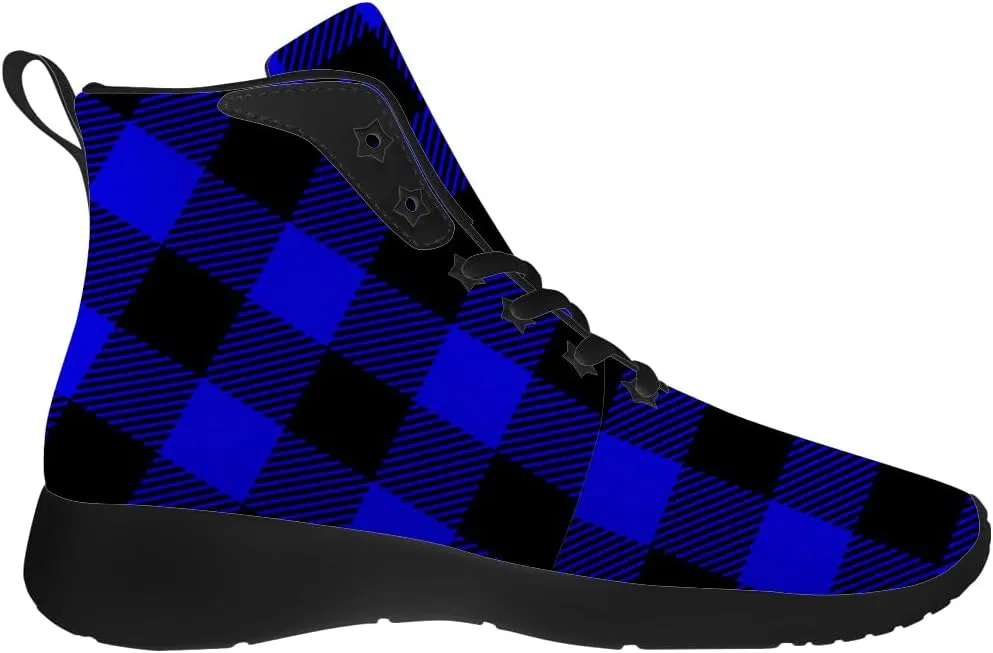 Women's Men's Plaid Shoes High Top Sneakers Running Waking Shoes Gifts for Mom Dad